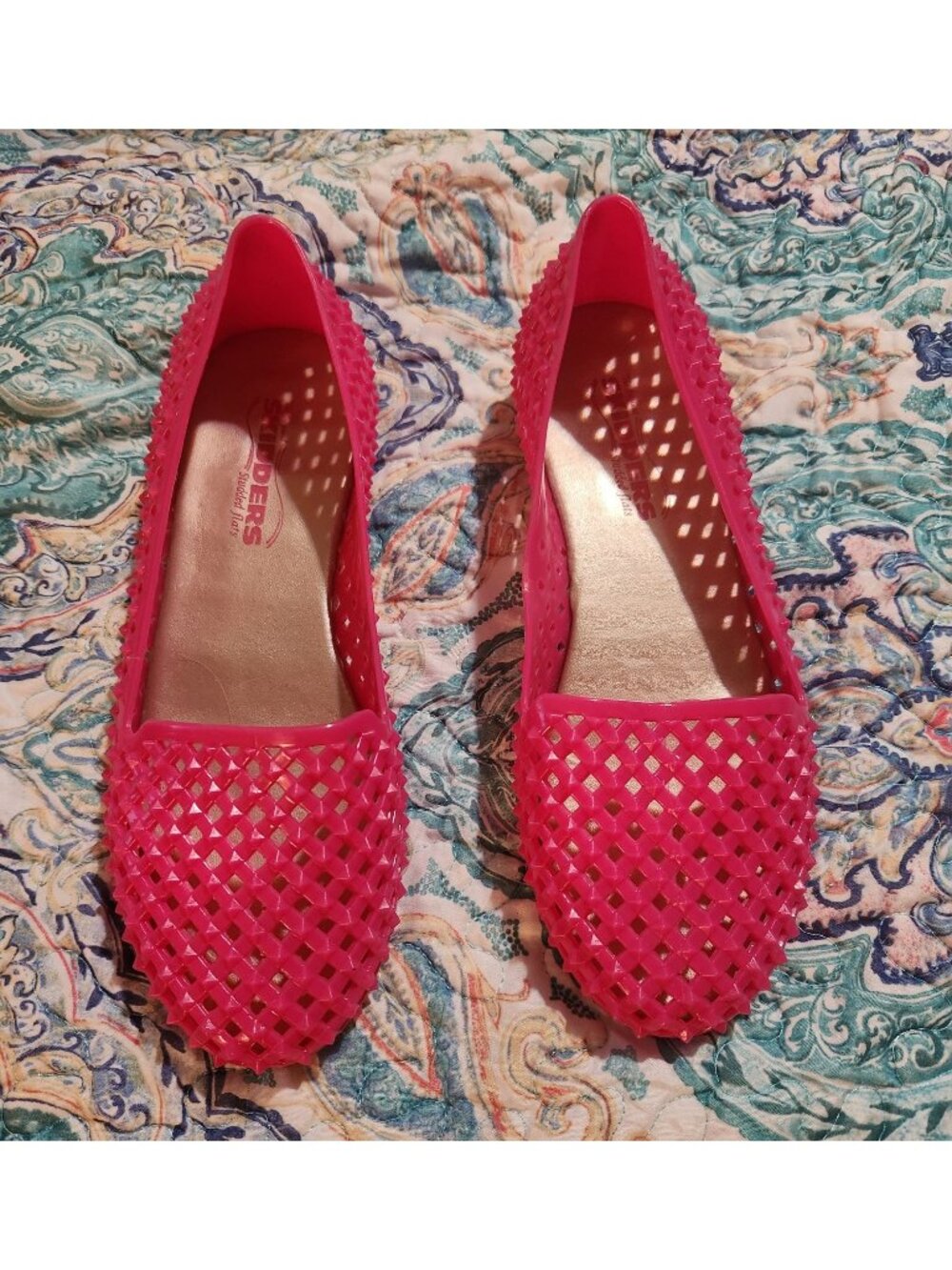Skidders Womens Studded Hot Pink Flats Size 8